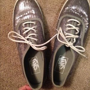 Gray sequin vans
