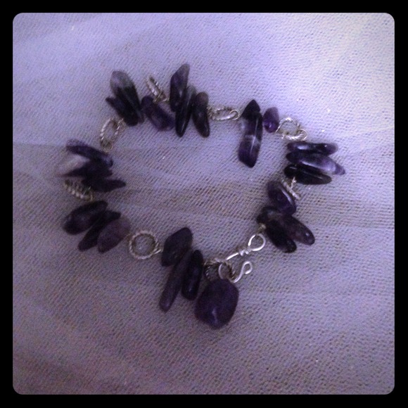 Hippie Chic / Boho Amethyst & Silver Bracelet.