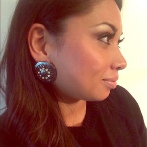 “Camille” Earrings || Crystal Round Button Earring