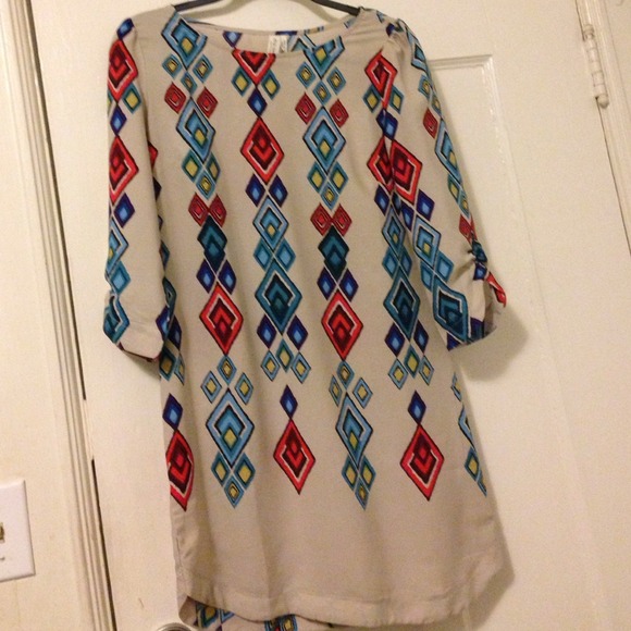 Pink Owl Tribal Triangle Shift Dress
