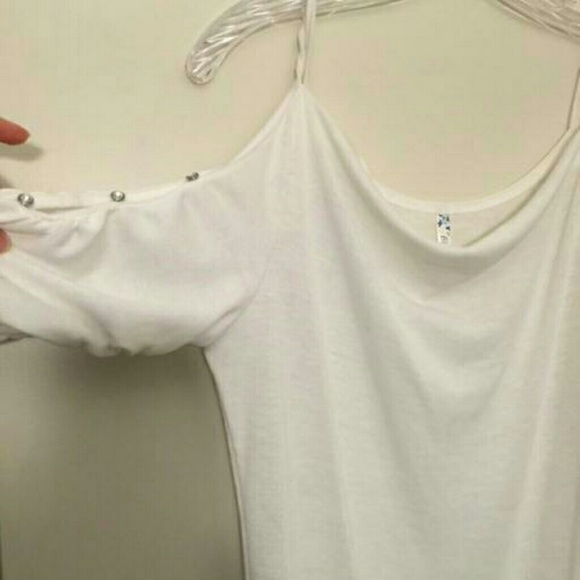 NWOT- Off shoulder embellished white sweater - Picture 3 of 3