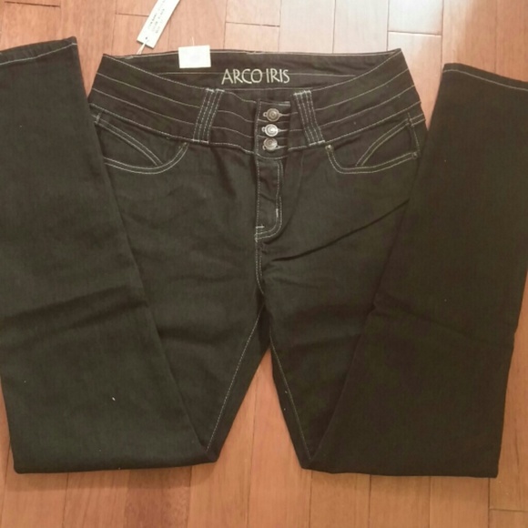 Black white stitching jeans