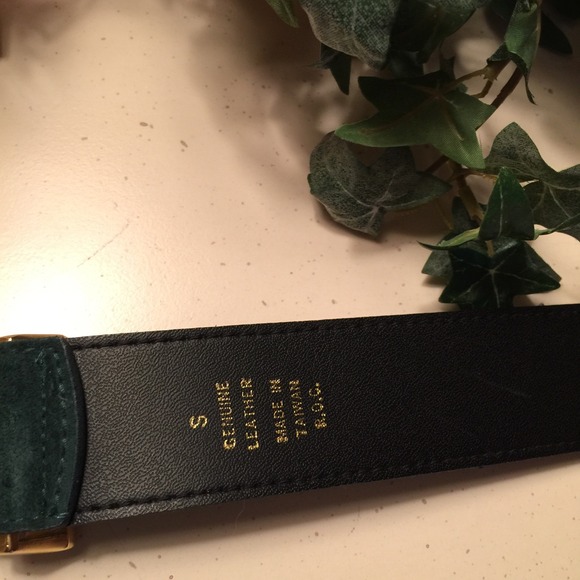 Evergreen Suede Belt with Brushed Gold Buckle - Picture 2 of 3