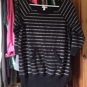 Black and silver sparkly striped top