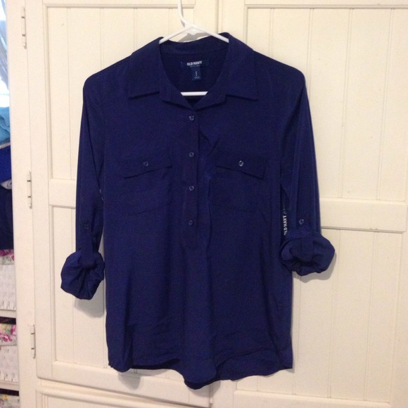 Navy blue button up - Picture 1 of 3