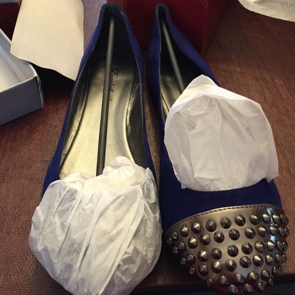 Blue studded flats