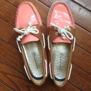 Pink patent leather sperrys