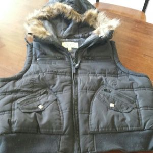 Faux fur hooded vest