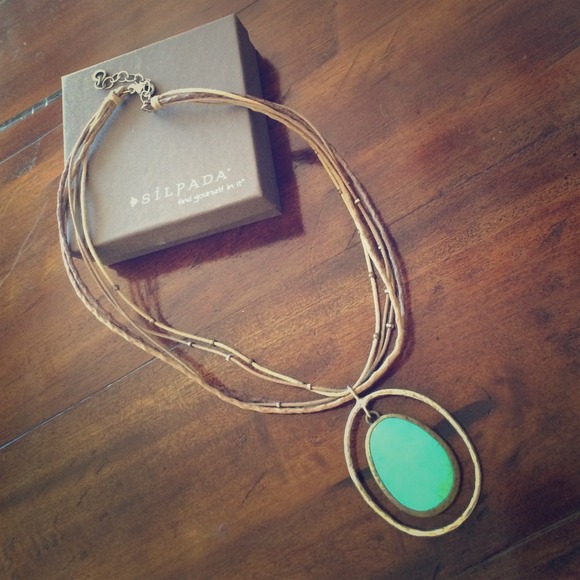 Silpada leather, silver and turquoise necklace.