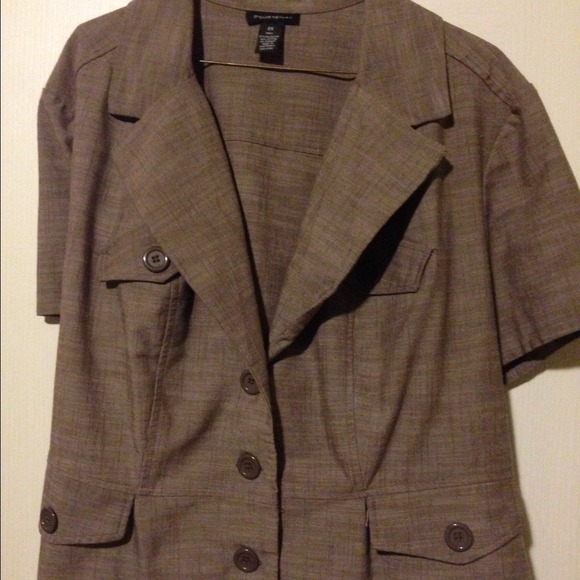 Short sleeve light brown blazer jacket/shirt