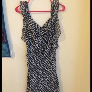 Silk black and white dress with low back