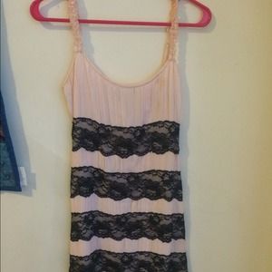 Pink Arden B chiffon and lace dress
