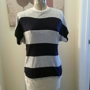 Navy & gray sweater.