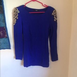 Embellished bright blue sweater