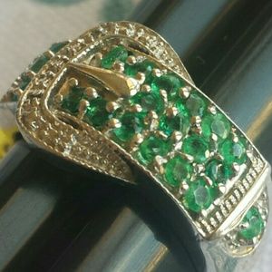 Kagem Zambian  Emerald and Diamond Buckle Ring