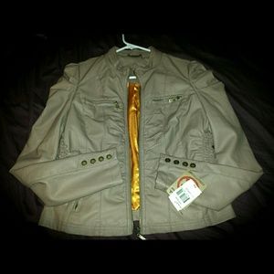 Jou Jou Faux Leather Jacket, Taupe