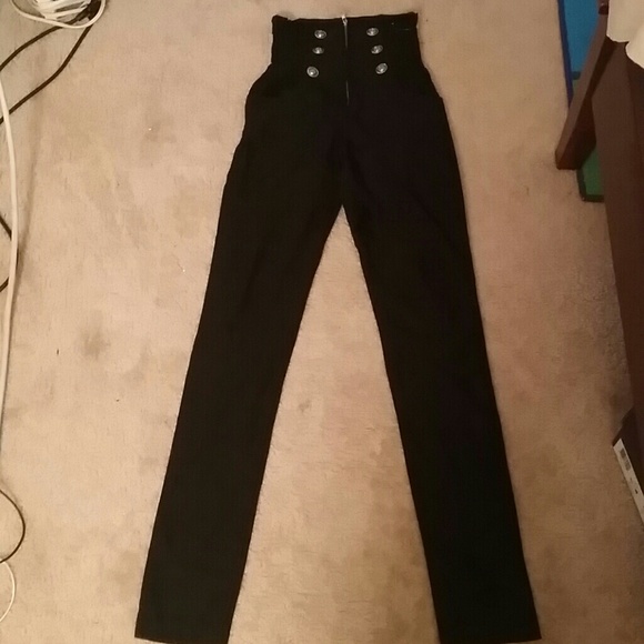 All black high waisted pants