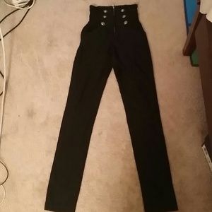All black high waisted pants