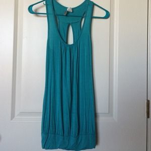 Turquoise dress to wear with or without leggings.