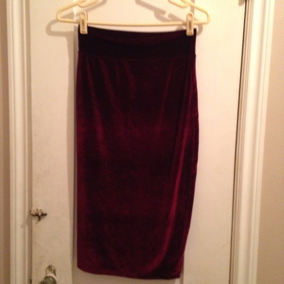 Red velvet skirt