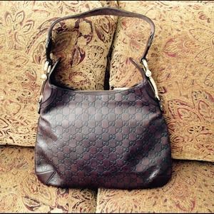 Authentic GUCCI chocolate brown guccissima leather