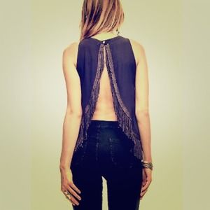 Sleeveless Fringe Top