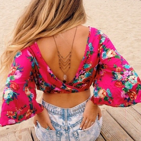 LF Tops - Very low back pink floral & mesh- BUNDLE