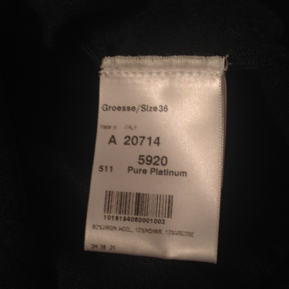 Escada wool top dark grey w/metallic ornatecollar - Picture 3 of 4