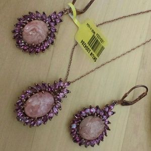 Garnet Pendant and Earrings