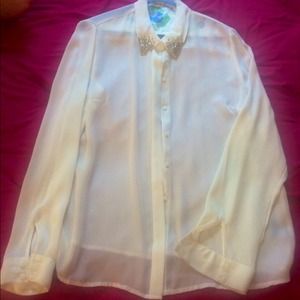 Winter white button up blouse