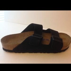 Birkenstocks black suede, with box