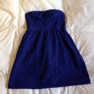 Strapless, blue, cutout flower dress 💙