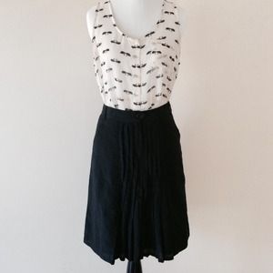 Pleated Front Black Skirt