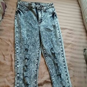 Stone wash denim jeans
