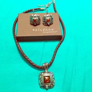 Silpada sterling silver necklace amber jewelry