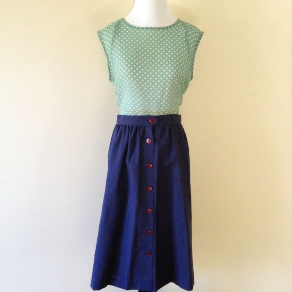 Navy Blue Vintage Inspired Pencil Skirt