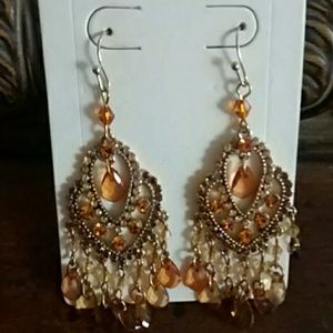 Gorgeous bronzed gold & brown dangling earrings !!