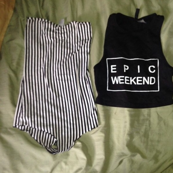 American Apparel Tops - BUNDLE DEAL! AA Bodysuit & H&M Crop Top