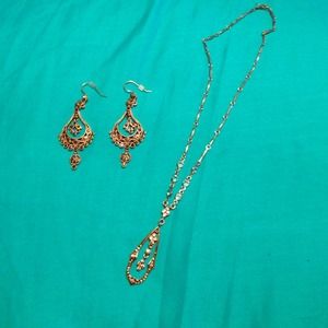 Monet gold necklace and earrings