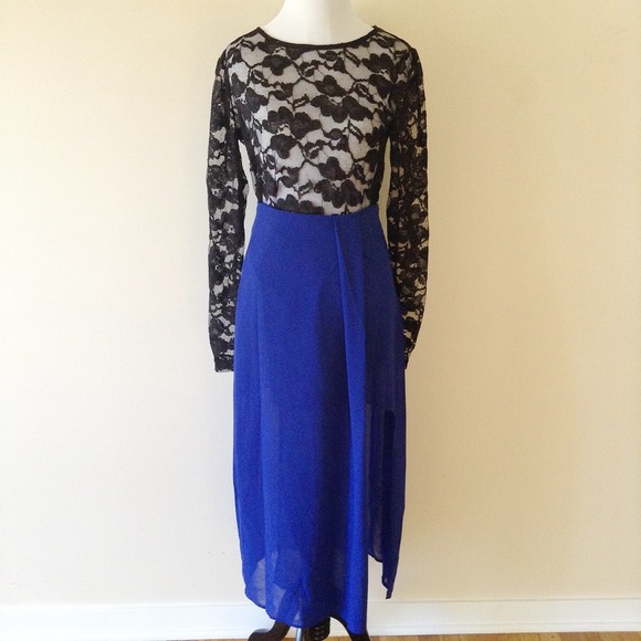 Blue Sheer Long Cutout Skirt