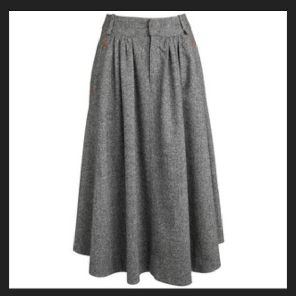 Wool circle line grey skirt