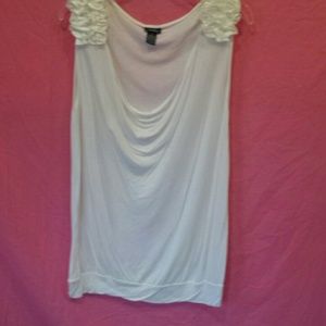 Rue 21 white ruffled shoulders tank top