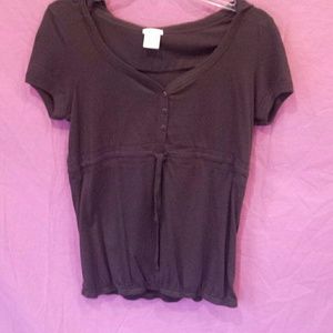 Brown short sleeved hooded shirt from Maurices