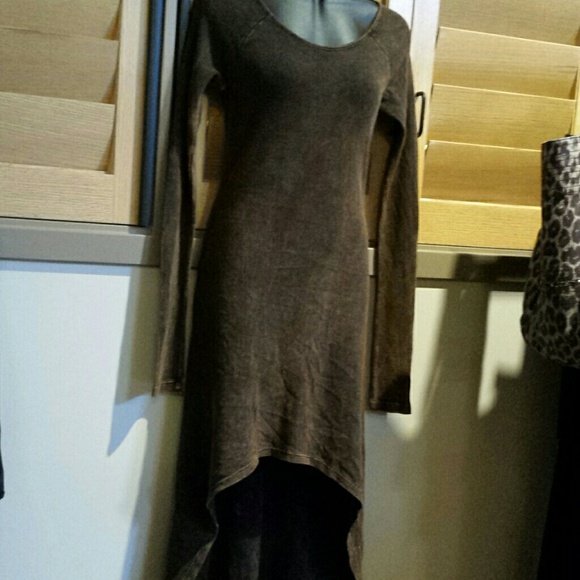 High Low Thermal Dress Distressed Mineral Wash