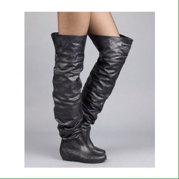 NIB Black Thigh High Slouchy Boots