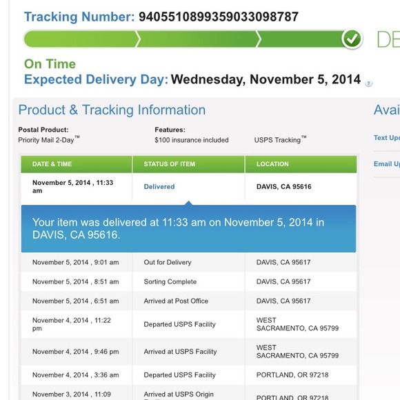 Shipment confirmation for Katie
