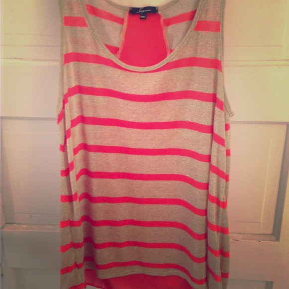 Tangerine and gold shimmery/sheer top
