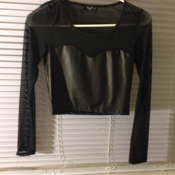 Long sleeve see thru half top