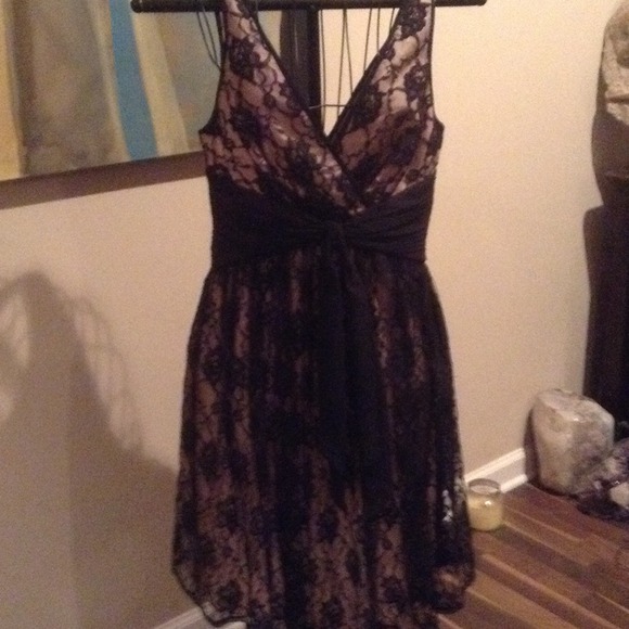 Gorgeous Black Nude Lace Dress