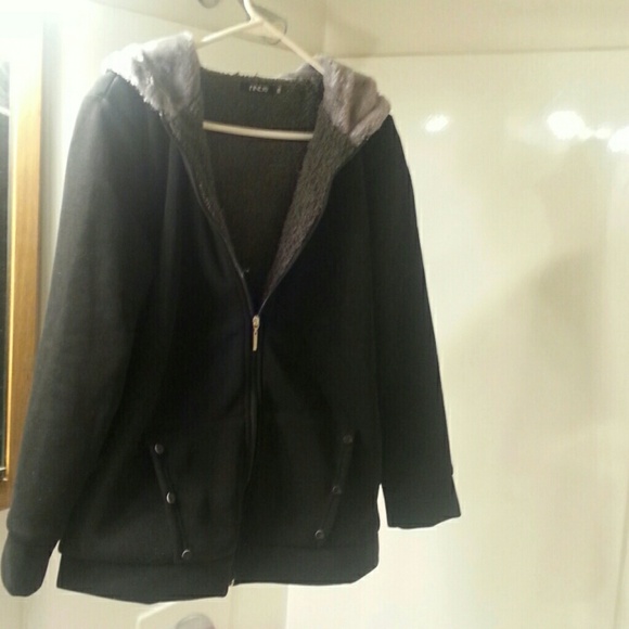 Black and charcoal hooded sweatshirt